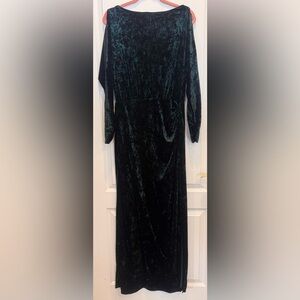 LAUREN RALPH LAUREN Crushed Velvet Maxi Evening Gown Emerald Green Fern Size 10